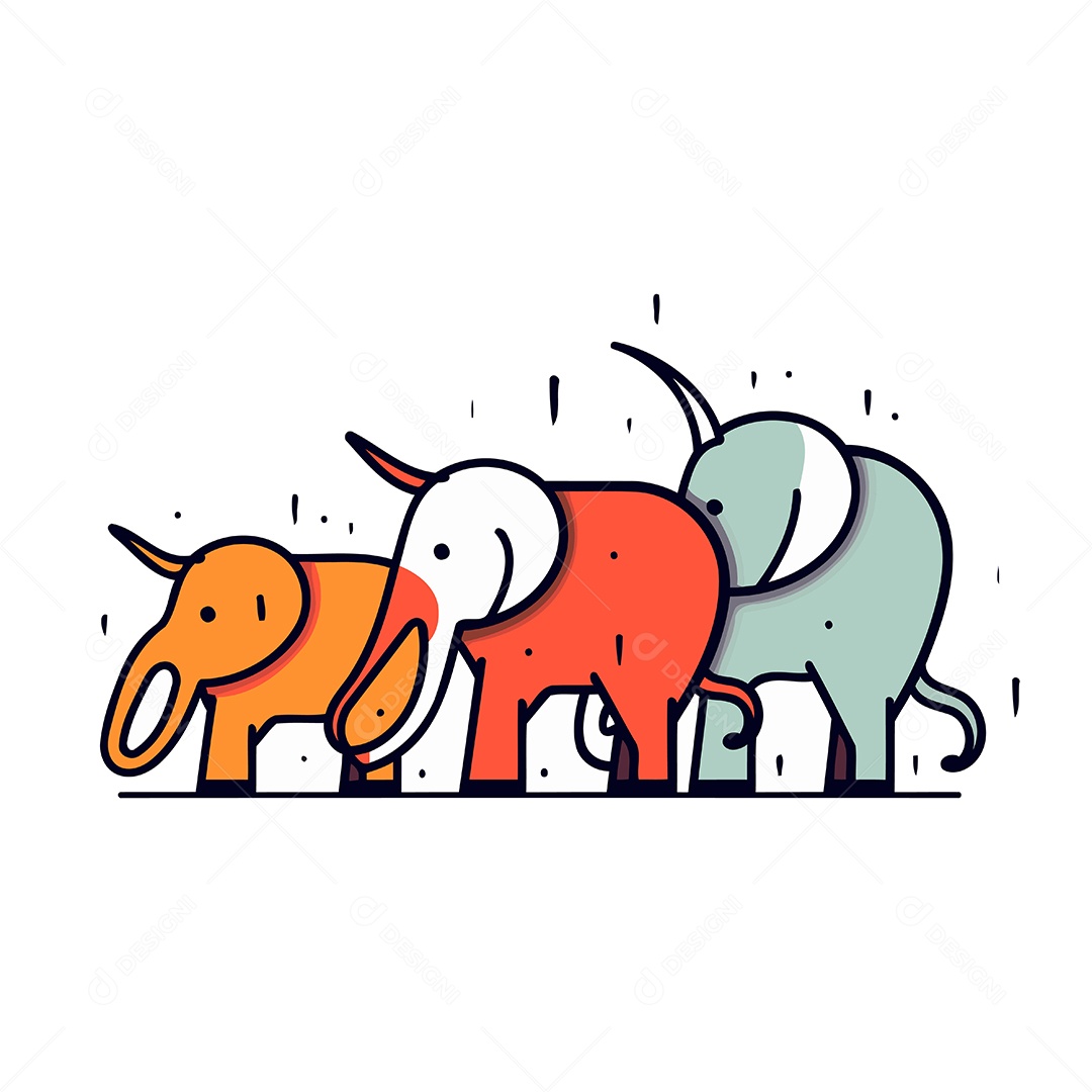 Elefantes de Desenho Animado Ilustração Vetor EPS