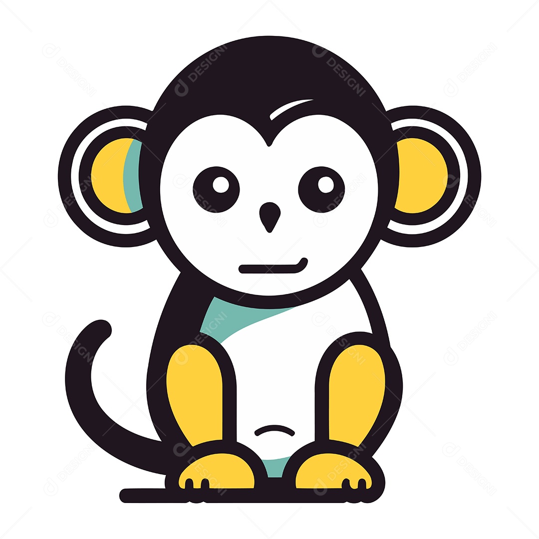 Macaco Fofo de Desenho Animado Ilustração Vetor EPS