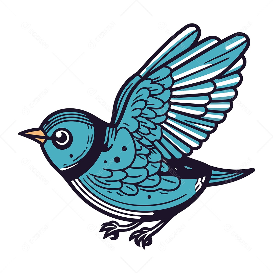 Pássaro Azul de Desenho Animado Ilustração Vetor EPS