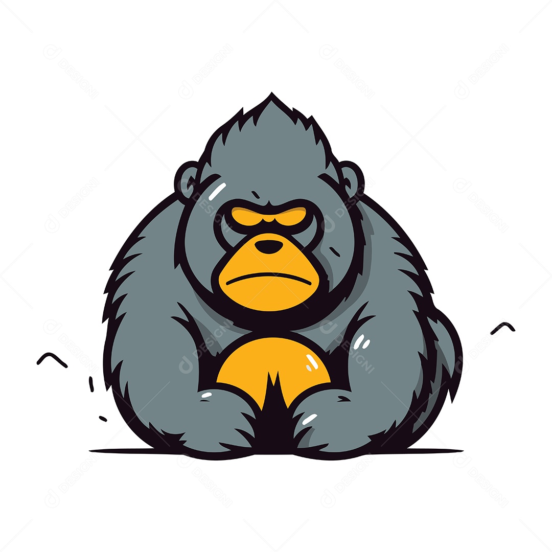 Gorila de Desenho Animado Ilustração Vetor EPS
