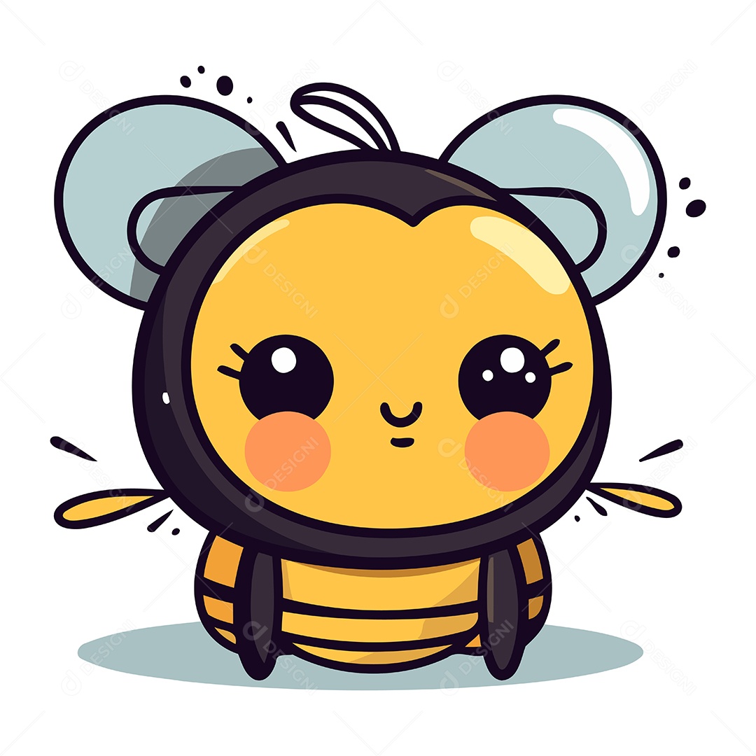 Abelha Fofa de Desenho Animado Ilustração Vetor EPS