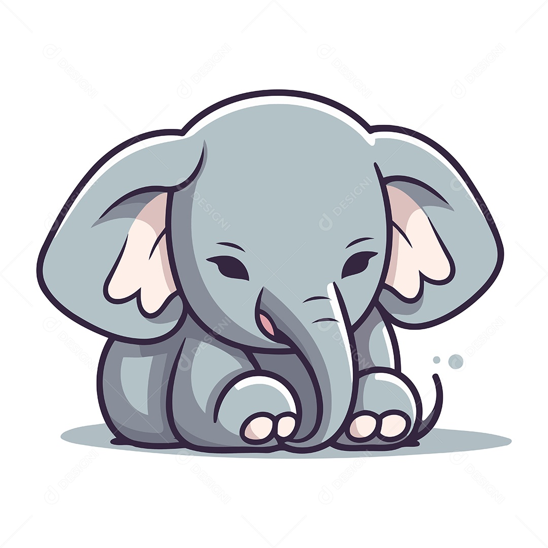Elefante Fofo de Desenho Animado Ilustração Vetor EPS