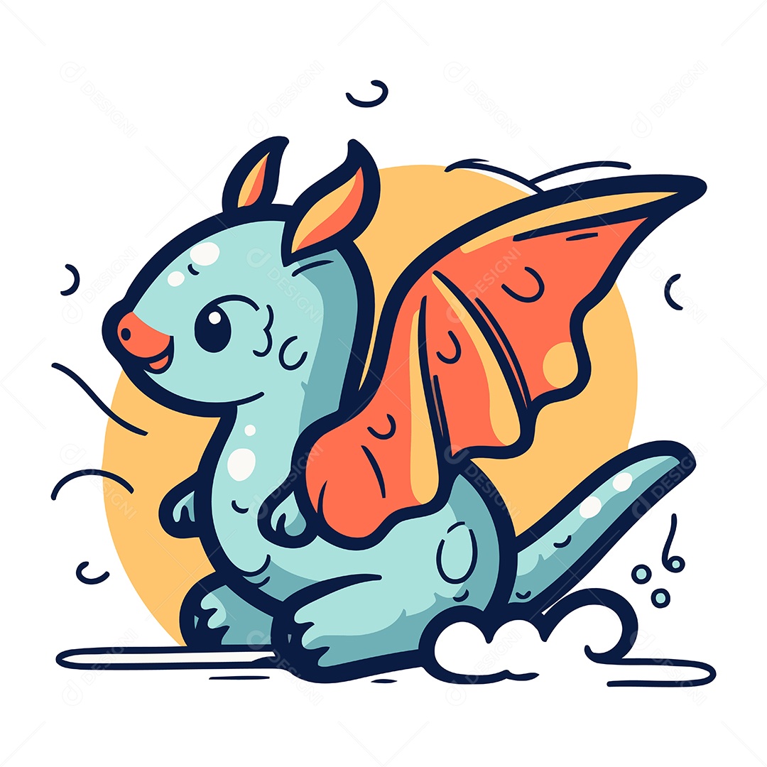 Dragão de Desenho Animado Ilustração Vetor EPS