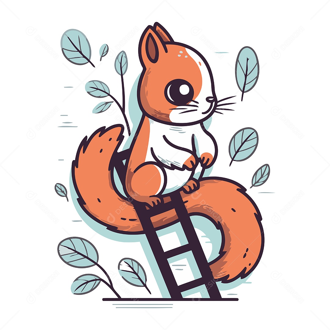 Esquilo Fofo de Desenho Animado Ilustração Vetor EPS