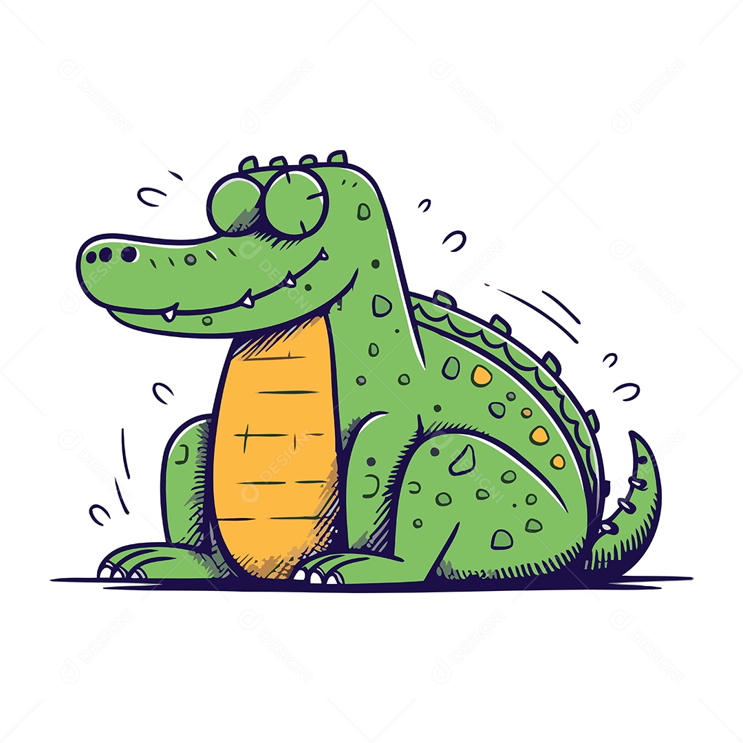 Crocodilo de Desenho Animado Ilustração Vetor EPS