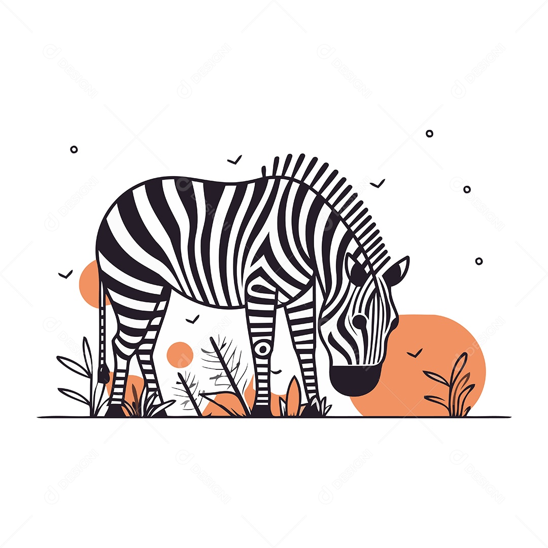 Zebra de Desenho Animado Ilustração Vetor EPS