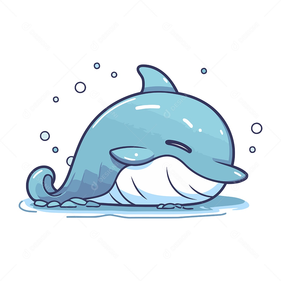 Golfinho de Desenho Animado Ilustração Vetor EPS