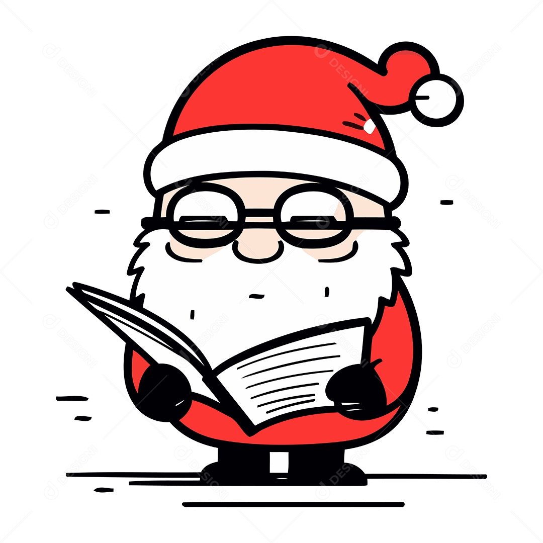 Papai Noel Lendo um Livro Ilustração Vetor EPS