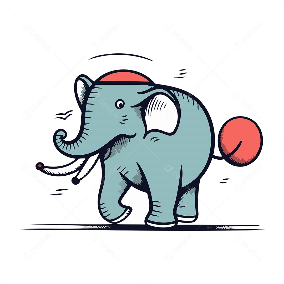 Elefante de Desenho Animado Ilustração Vetor EPS