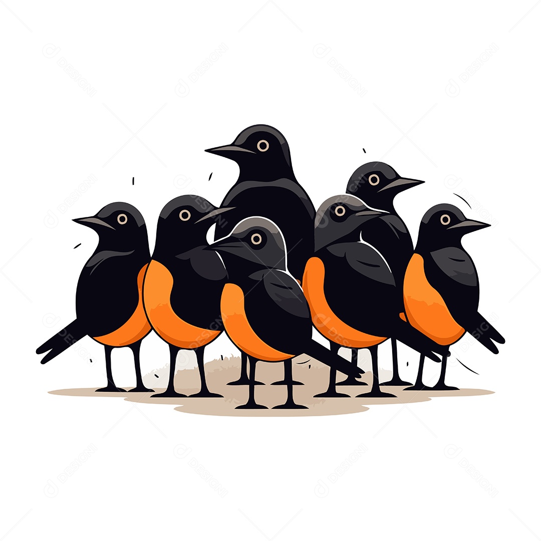 Pássaros de Desenho Animado Ilustração Vetor EPS