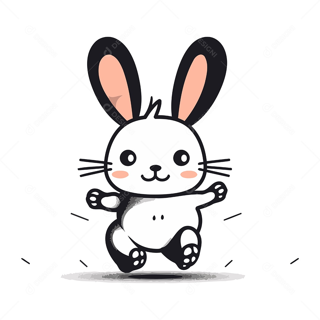 Coelho Fofo de Desenho Animado Ilustração Vetor EPS