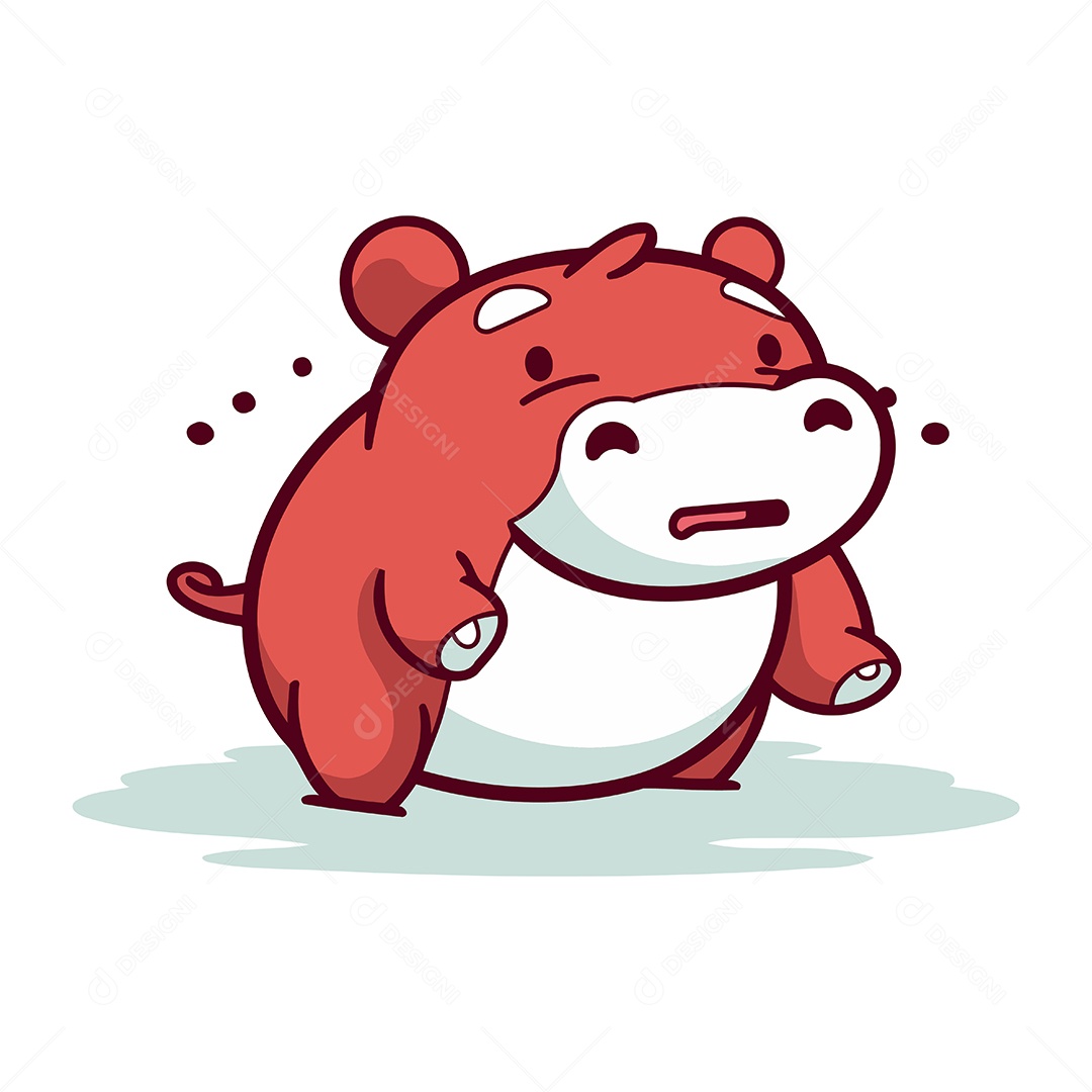 Hipopótamo Fofo de Desenho Animado Ilustração Vetor EPS