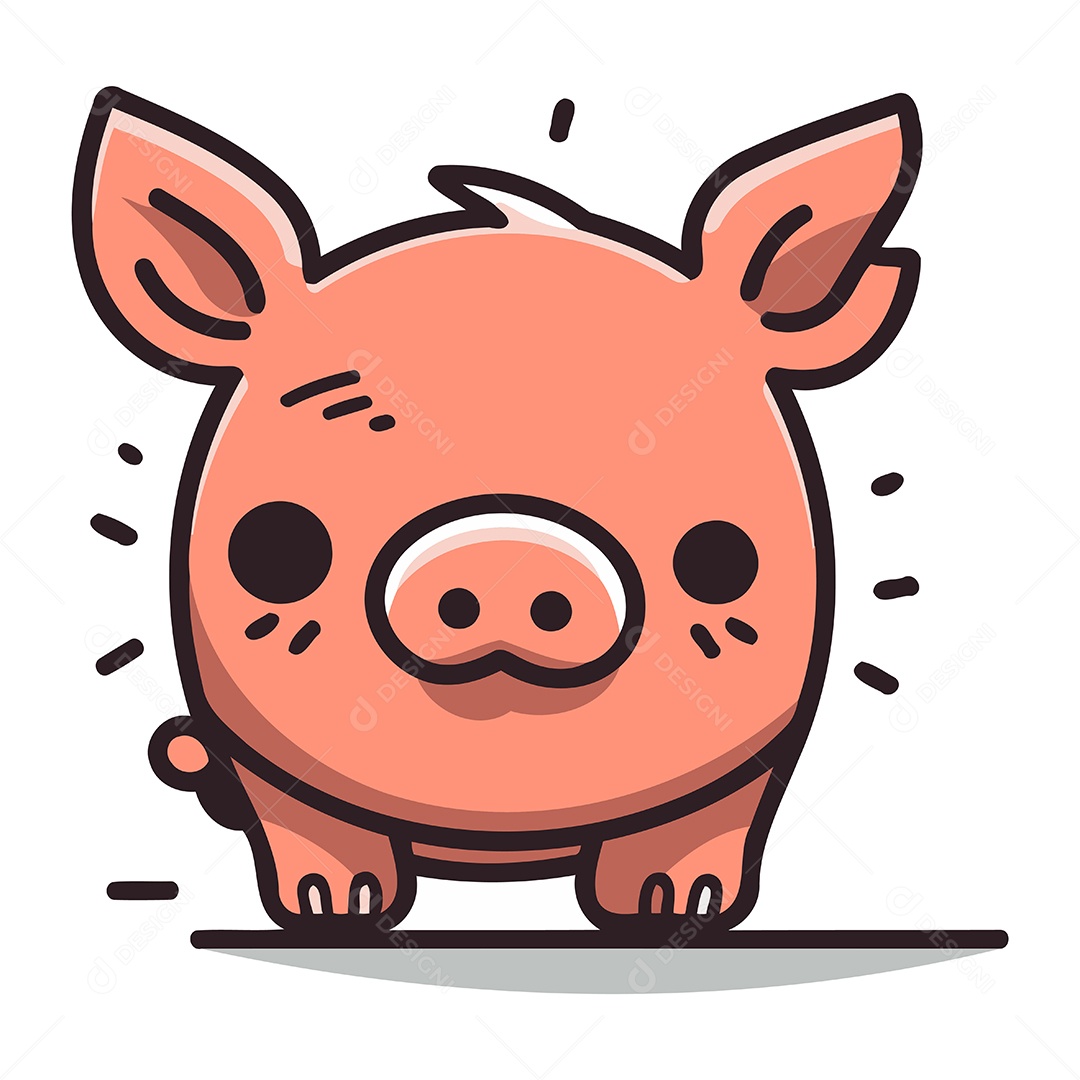 Porco Fofo de Desenho Animado Ilustração Vetor EPS