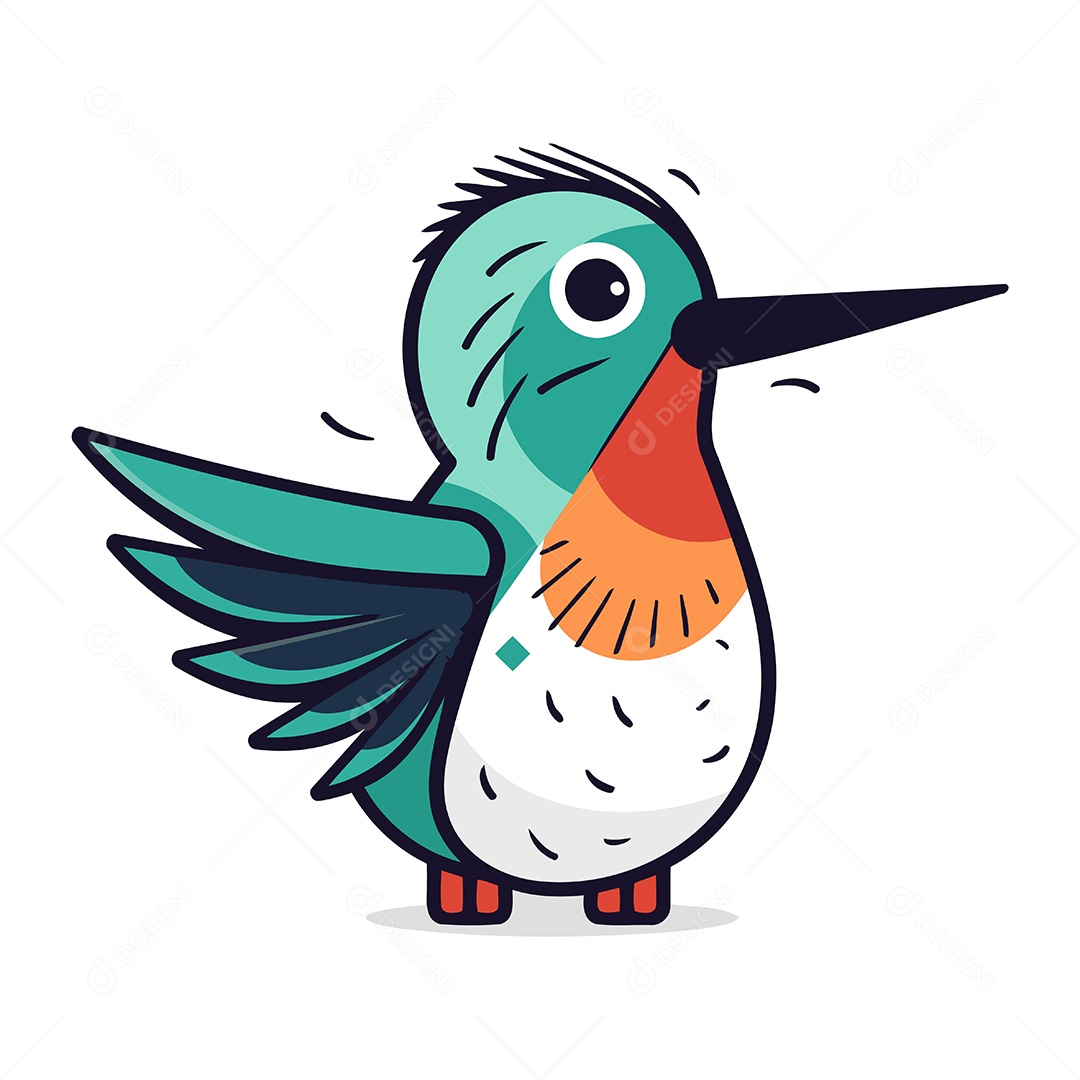 Beija Flor de Desenho Animado Ilustração Vetor EPS