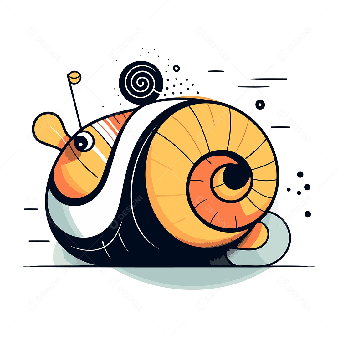 Caracol Engraçado de Desenho Animado Ilustração Vetor EPS