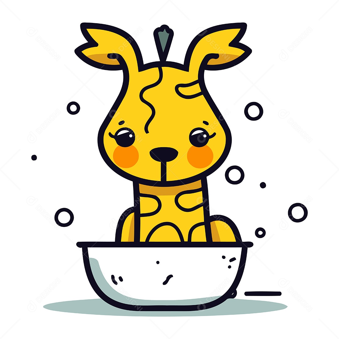 Girafa Fofa de Desenho Animado Ilustração Vetor EPS