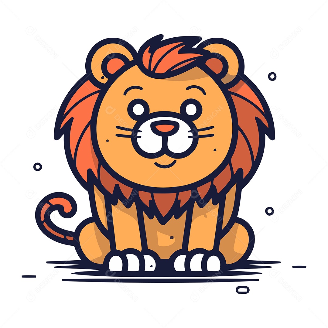 Leão Fofo de Desenho Animado Ilustração Vetor EPS