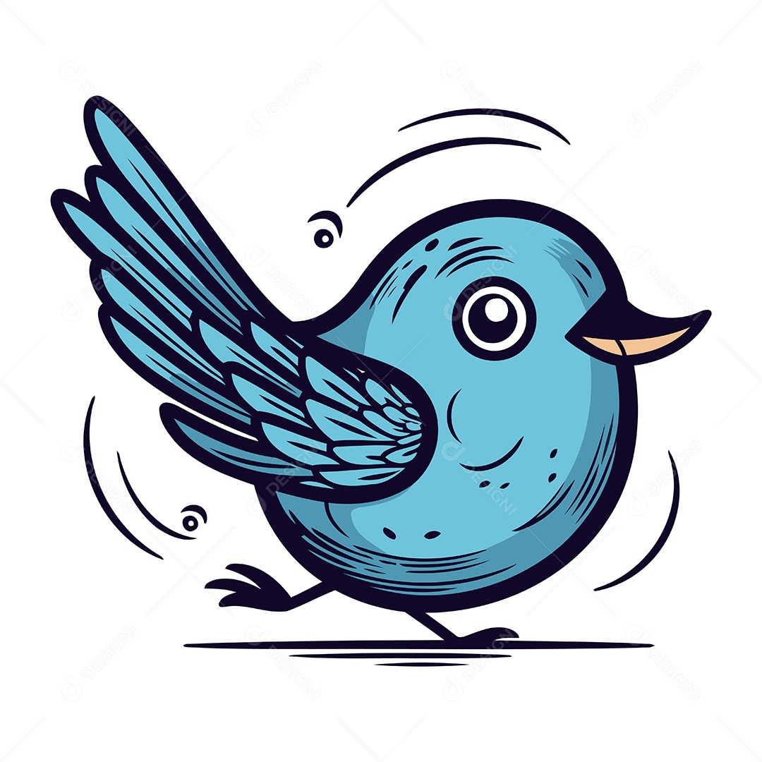 Pássaro Azul de Desenho Animado Ilustração Vetor EPS