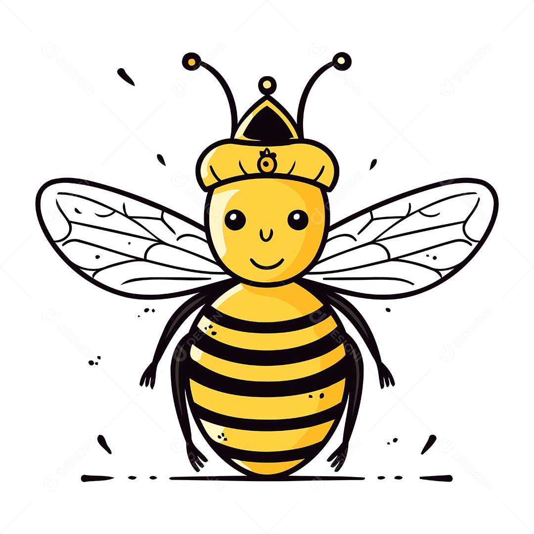 Abelha Fofa de Desenho Animado Ilustração Vetor EPS