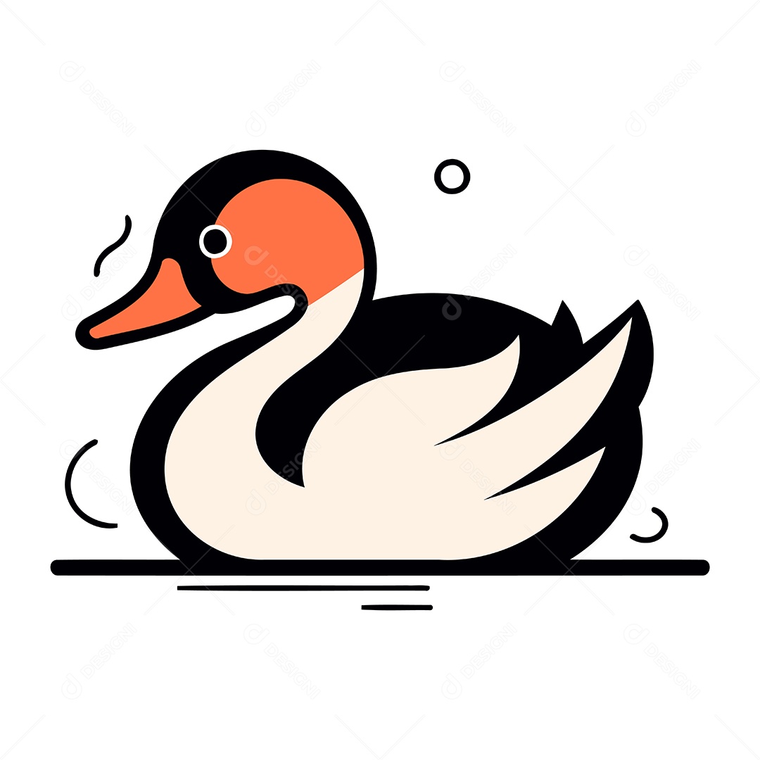 Cisne de Desenho Animado Ilustração Vetor EPS