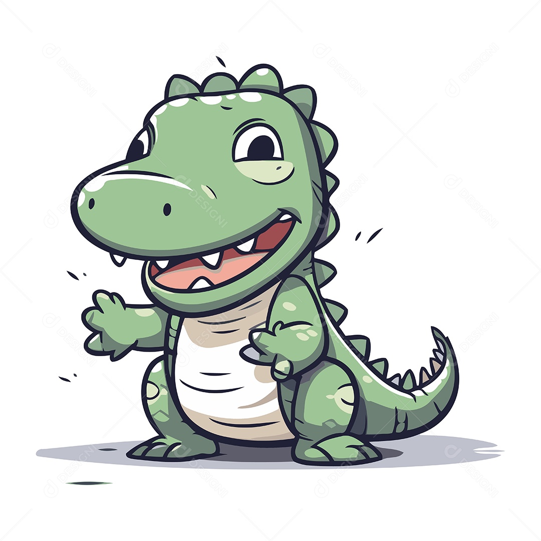 Crocodilo Fofo de Desenho Animado Ilustração Vetor EPS