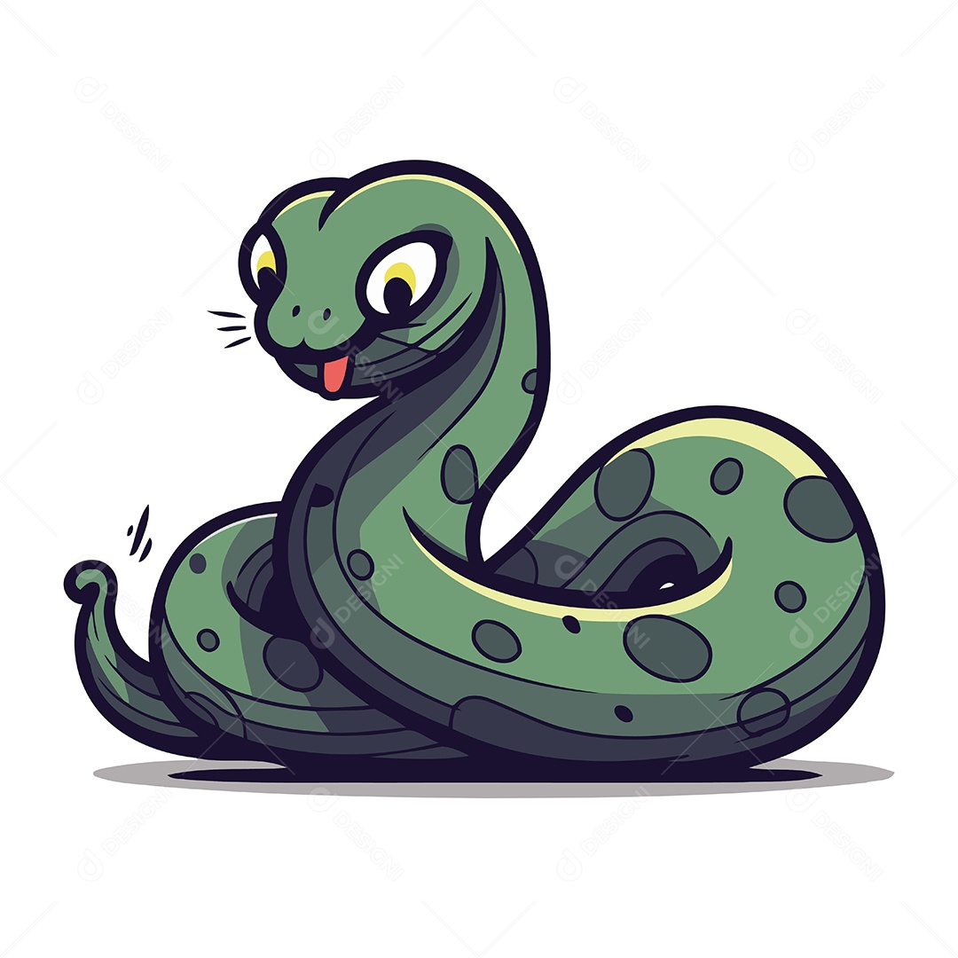 Cobra Fofa de Desenho Animado Ilustração Vetor EPS