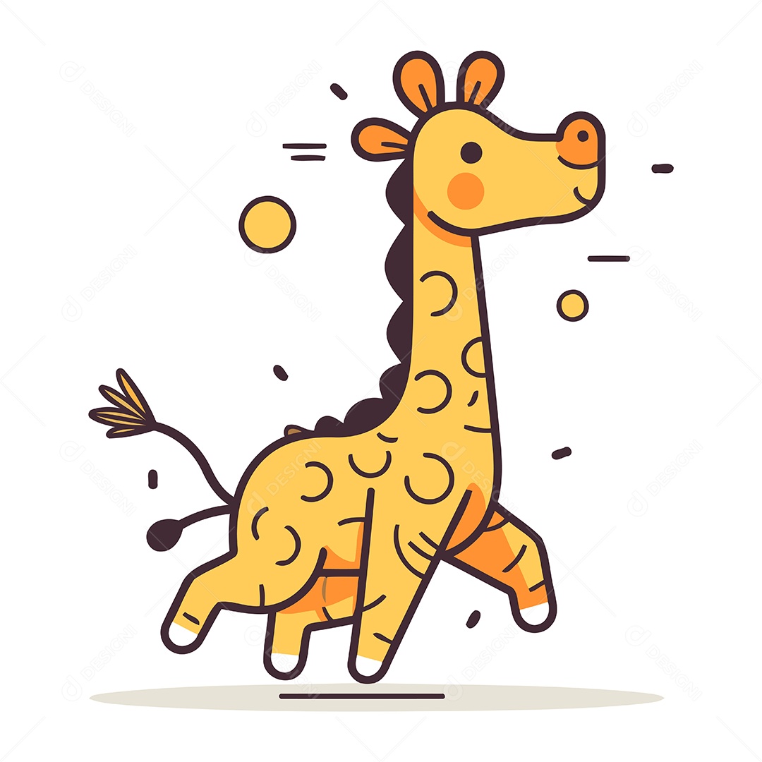Girafa Fofa de Desenho Animado Ilustração Vetor EPS