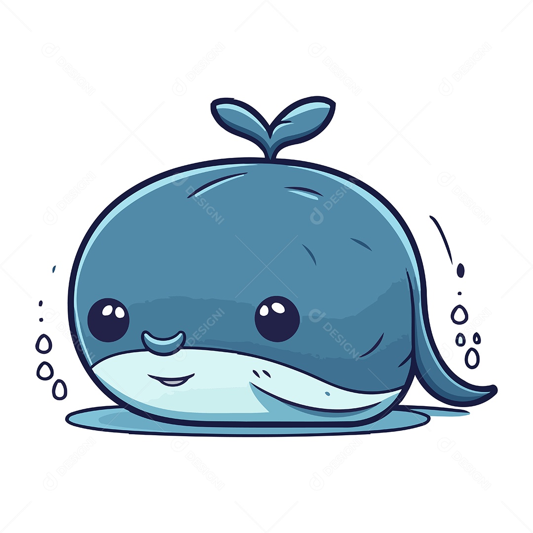 Baleia Fofa de Desenho Animado Ilustração Vetor EPS