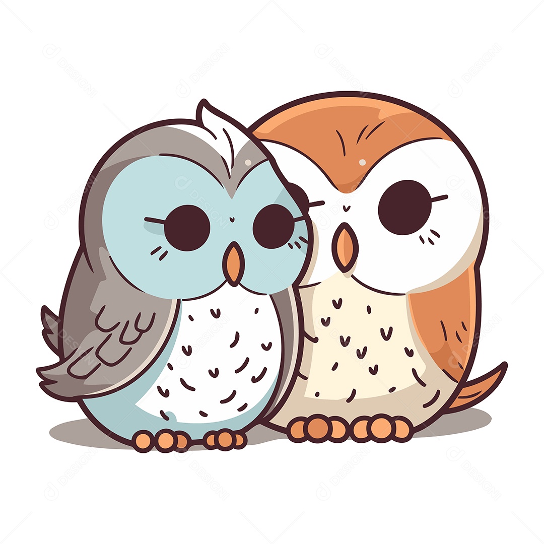 Corujas de Desenho Animado Ilustração Vetor EPS