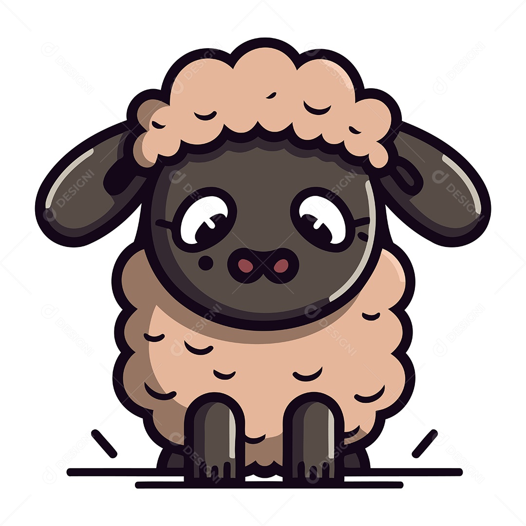 Ovelha Fofa de Desenho Animado Ilustração Vetor EPS