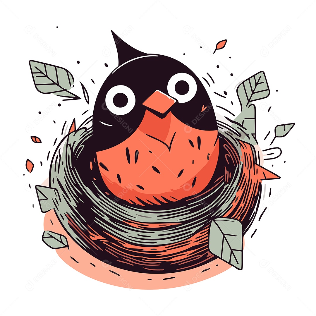Pássaro no Ninho Ilustração Vetor EPS