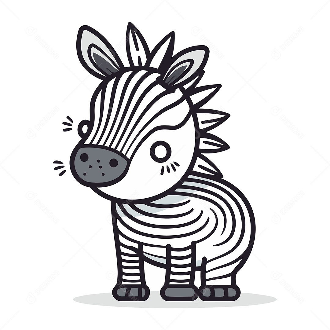 Zebra Fofa de Desenho Animado Ilustração Vetor EPS