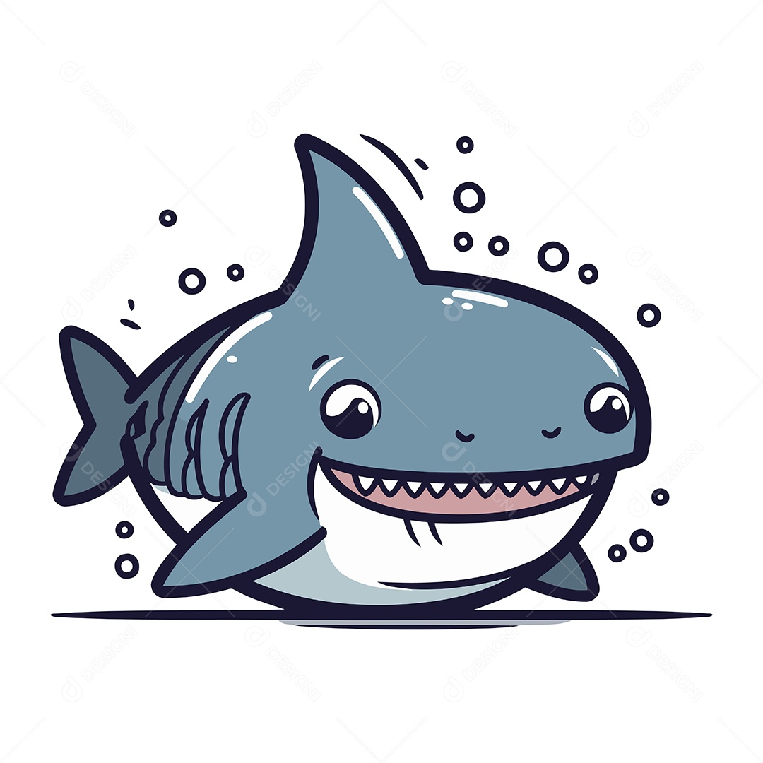 Tubarão de Desenho Animado Ilustração Vetor EPS