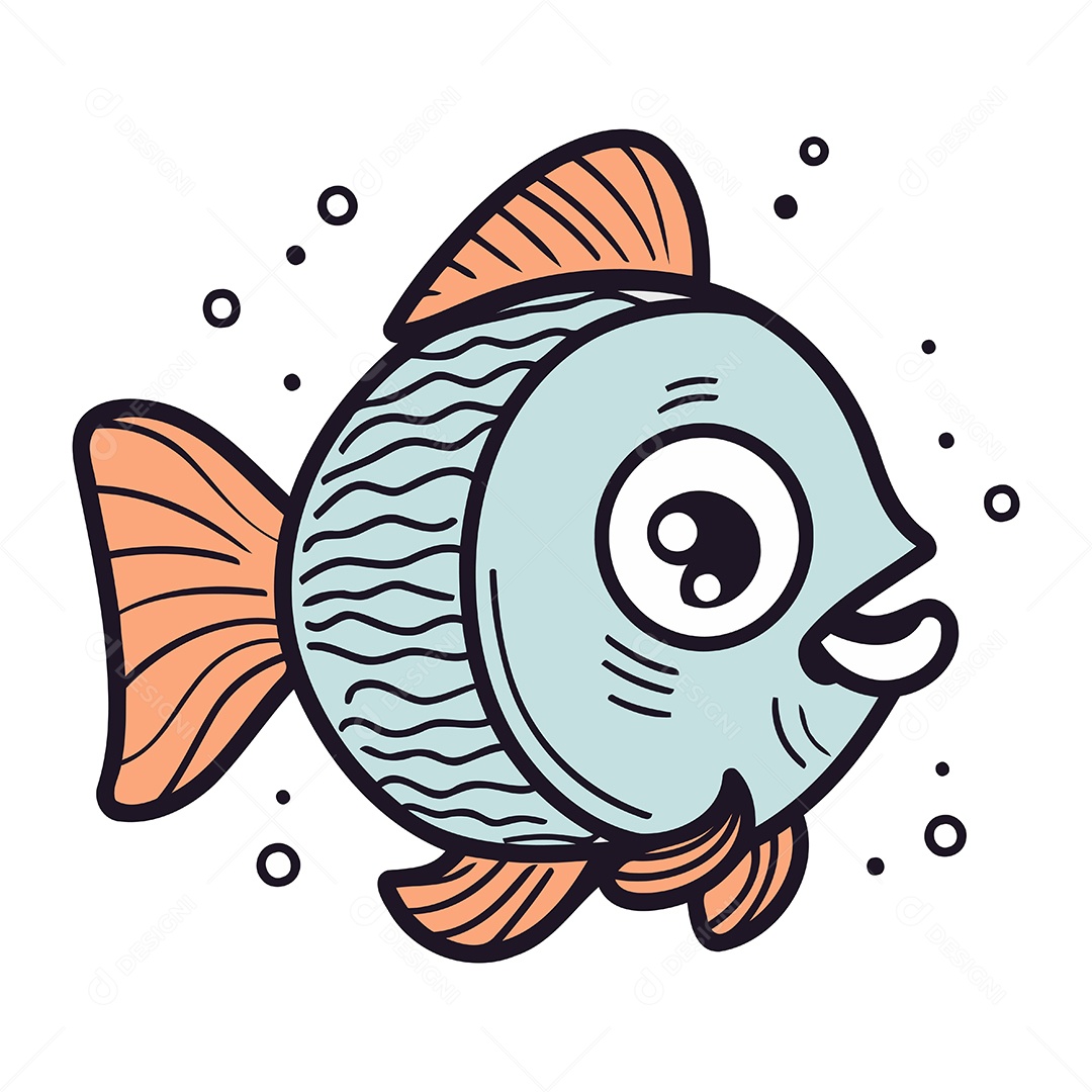 Peixe Fofo de Desenho Animado Ilustração Vetor EPS