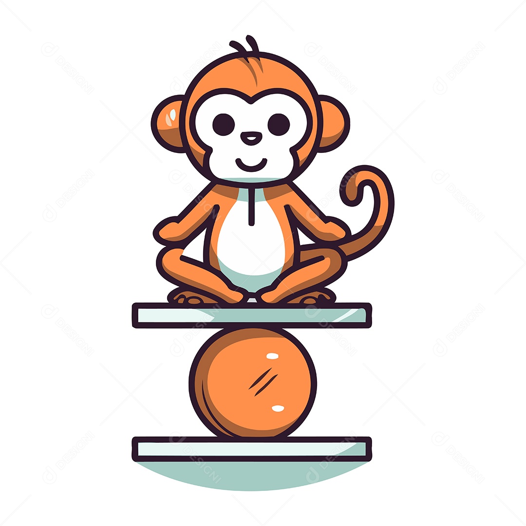 Macaco Fofo de Desenho Animado Ilustração Vetor EPS