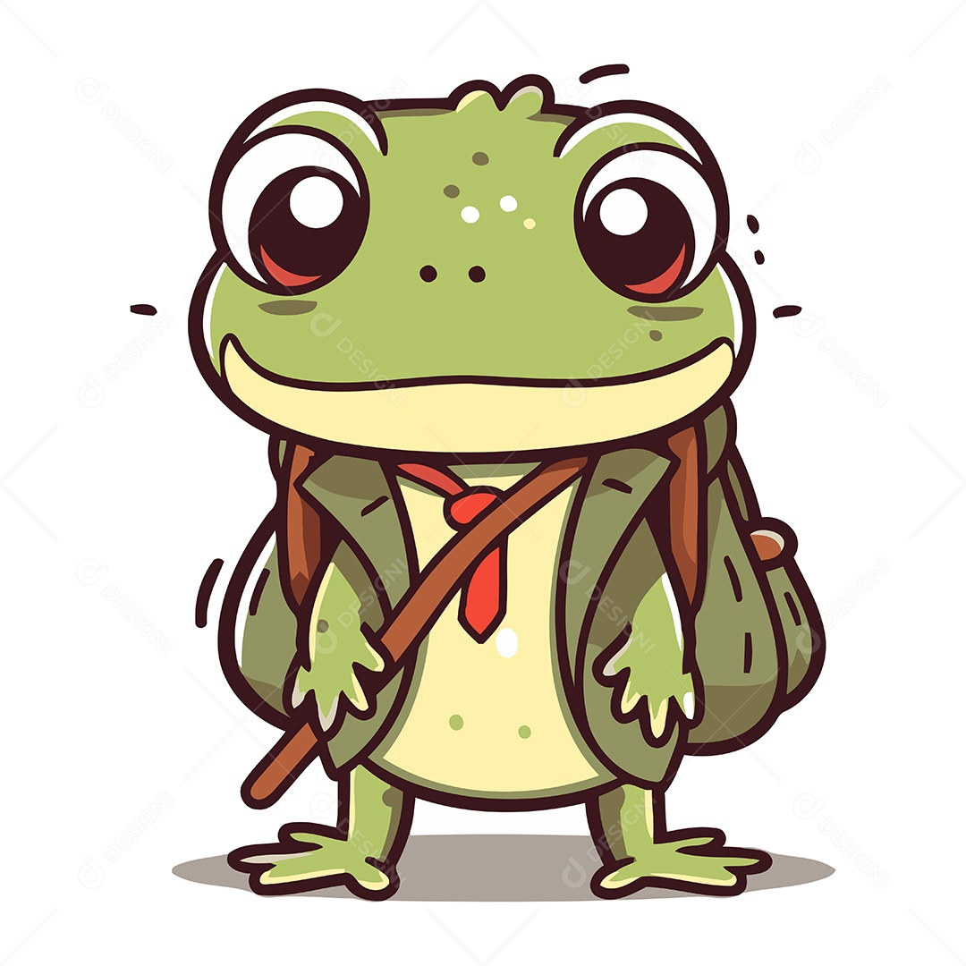 Sapo com Mochila Ilustração Vetor EPS