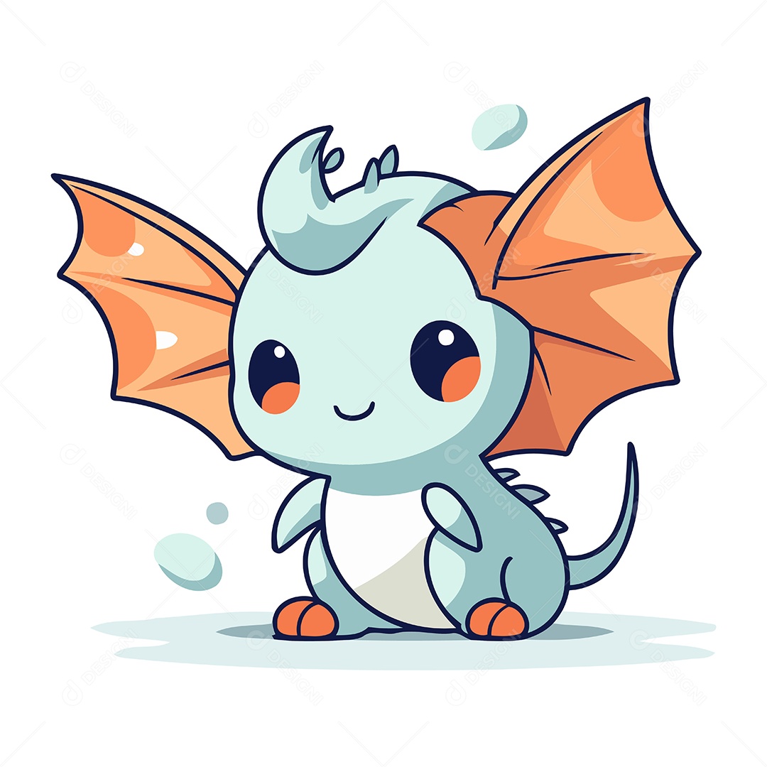 Dragão Fofo de Desenho Animado Ilustração Vetor EPS