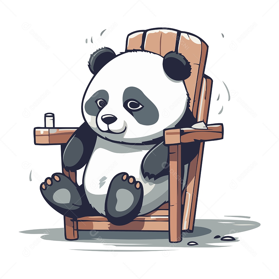 Panda Sentado em uma Cadeira Ilustração Vetor EPS