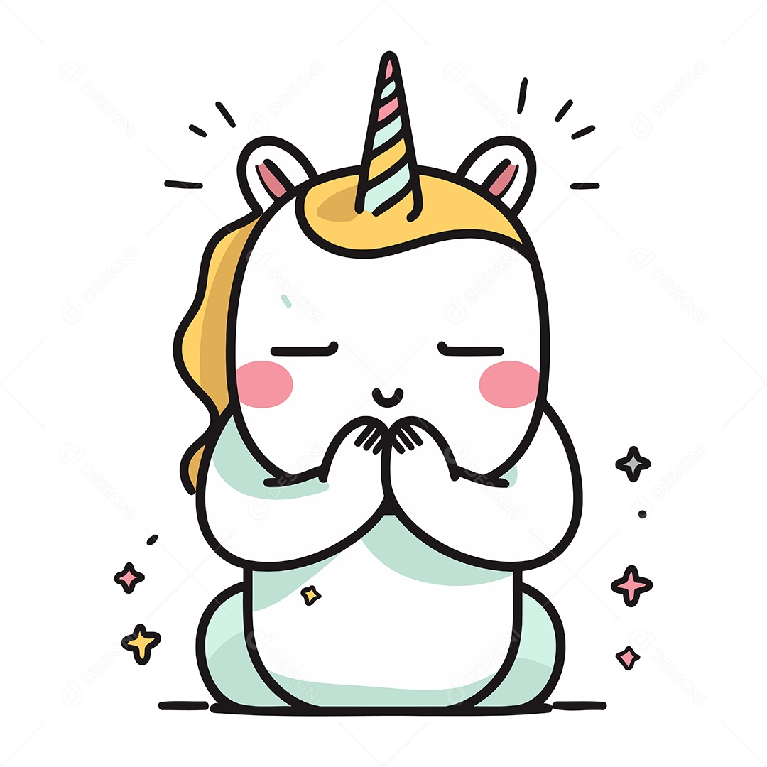 Unicórnio de Desenho Animado Ilustração Vetor EPS