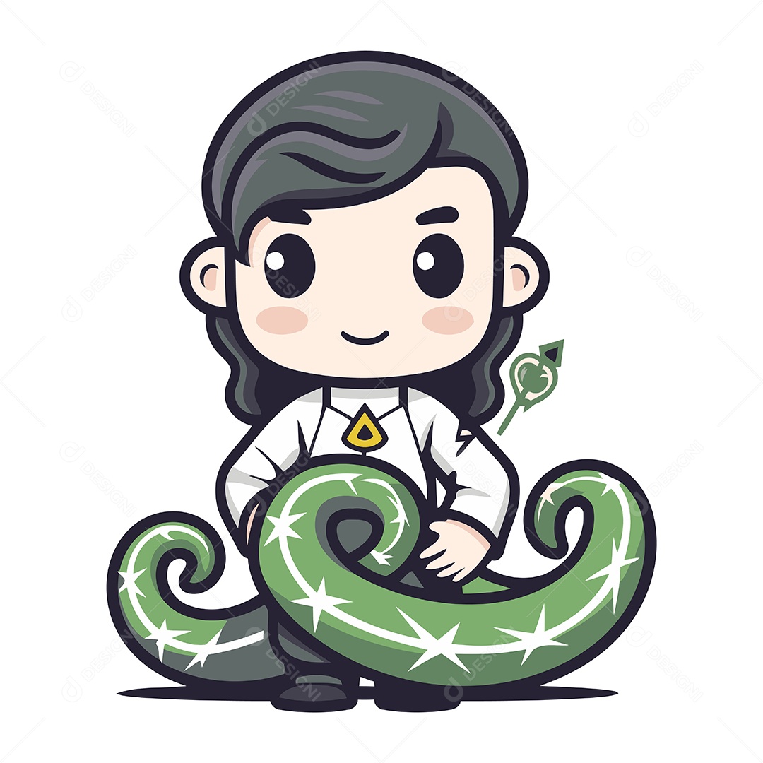 Menino Cobra de Desenho Animado Ilustração Vetor EPS