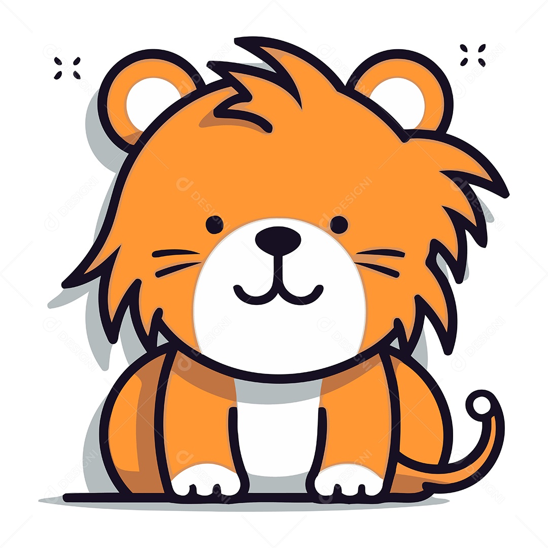 Leão Fofo de Desenho Animado Ilustração Vetor EPS