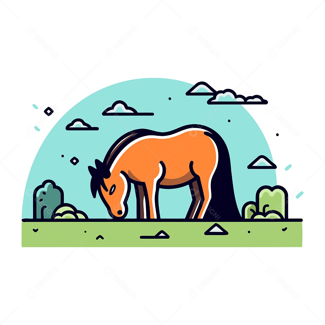 Cavalo de Desenho Animado Ilustração Vetor EPS