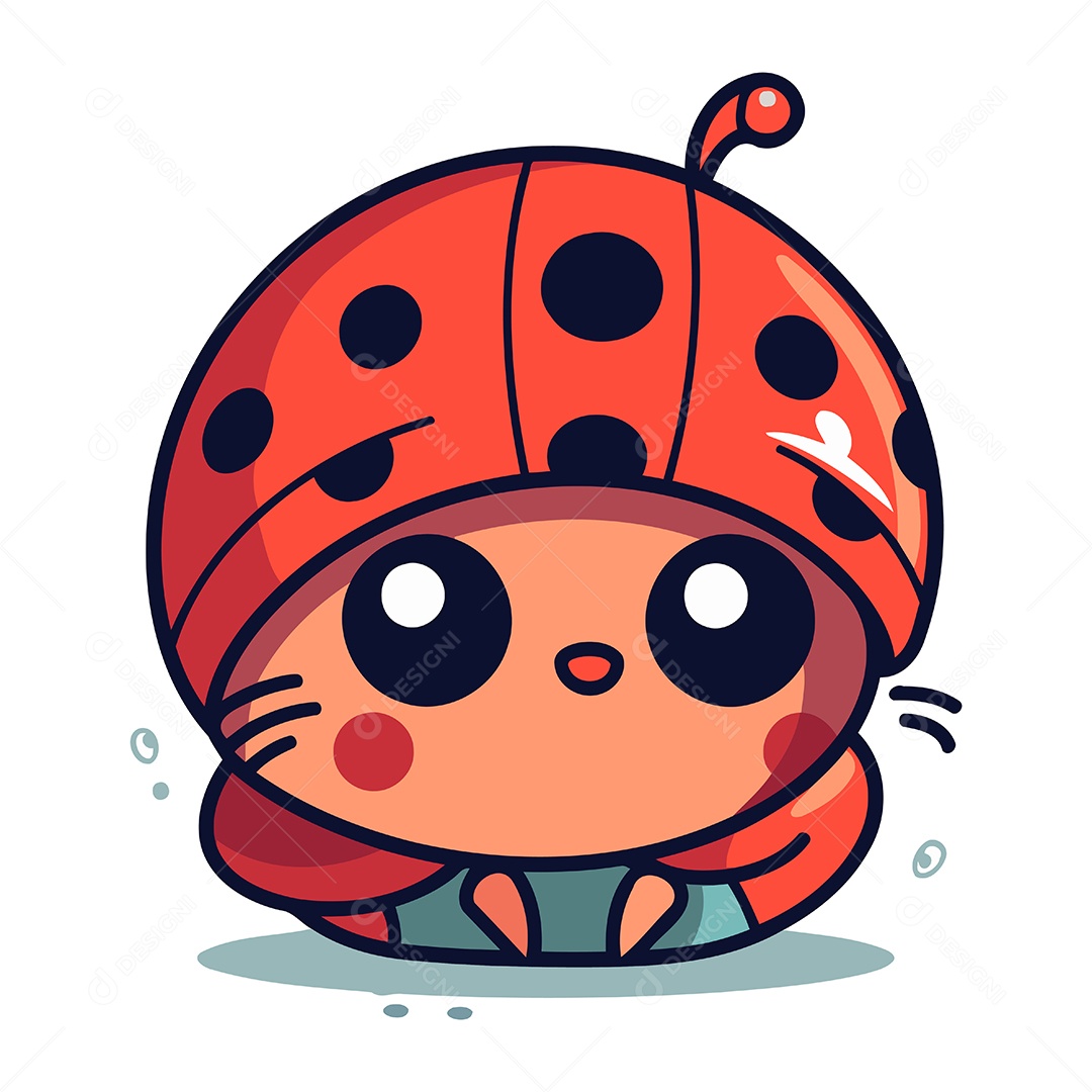 Joaninha Fofa de Desenho Animado Ilustração Vetor EPS