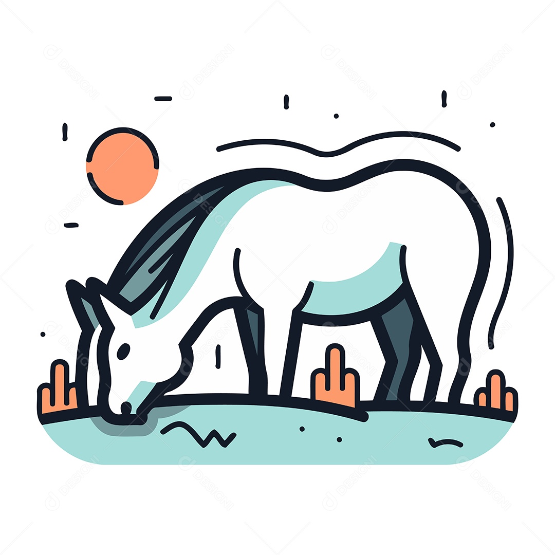 Cavalo de Desenho Animado Ilustração Vetor EPS