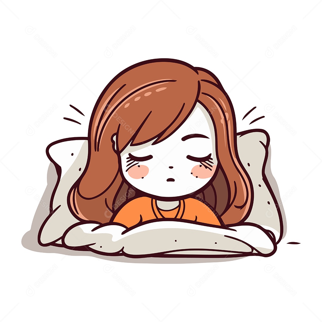 Menina Deitada na Cama Ilustração Vetor EPS