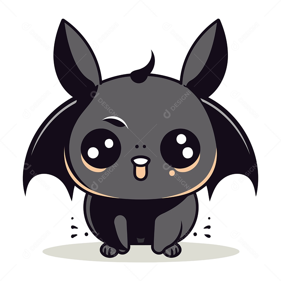 Morcego Fofo de Desenho Animado Ilustração Vetor EPS