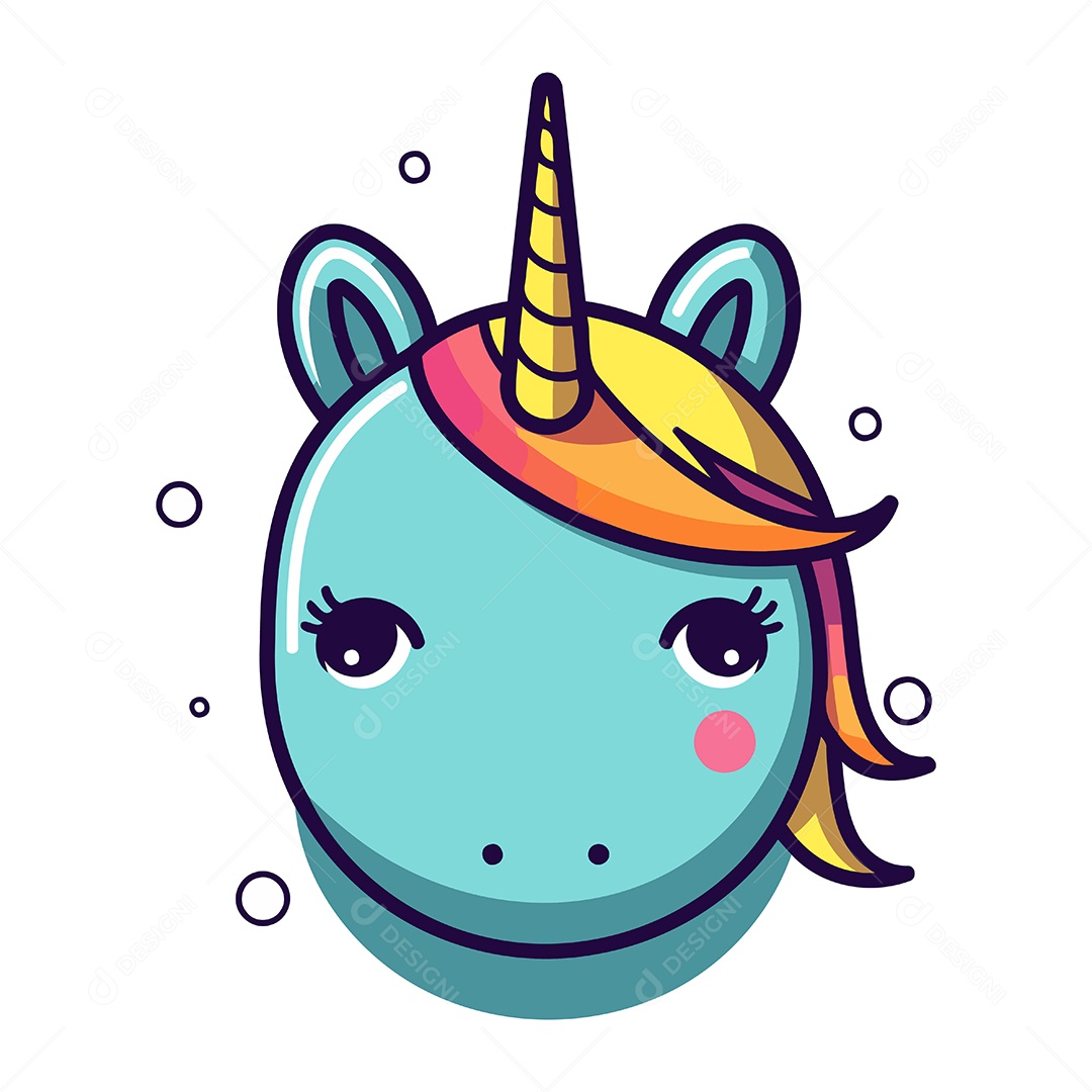 Unicórnio Fofo de Desenho Animado Ilustração Vetor EPS