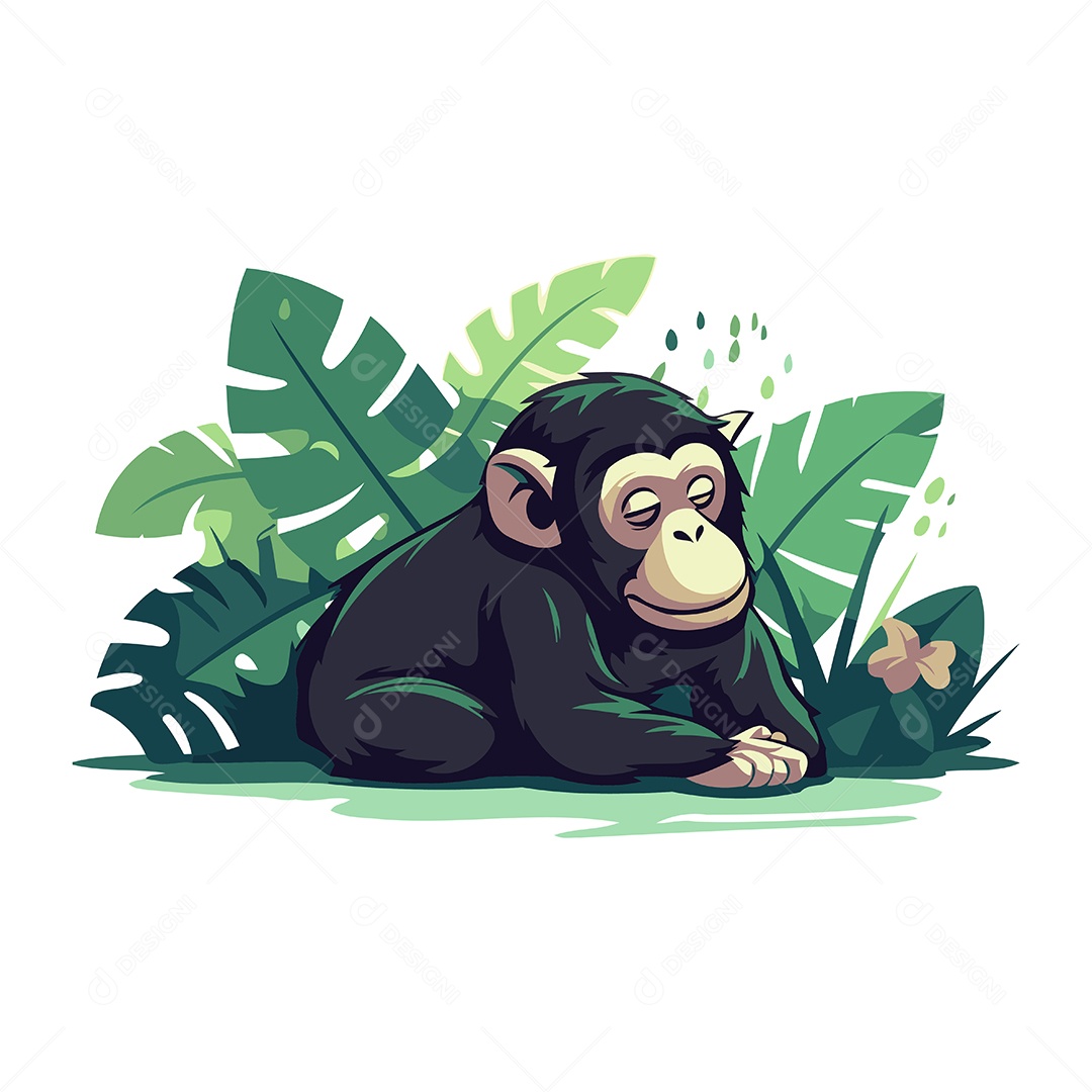 Chimpanzé de Desenho Animado Ilustração Vetor EPS