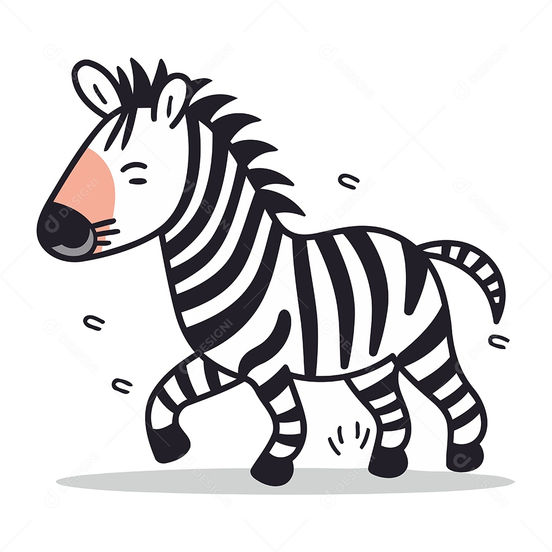 Zebra Fofa de Desenho Animado Ilustração Vetor EPS