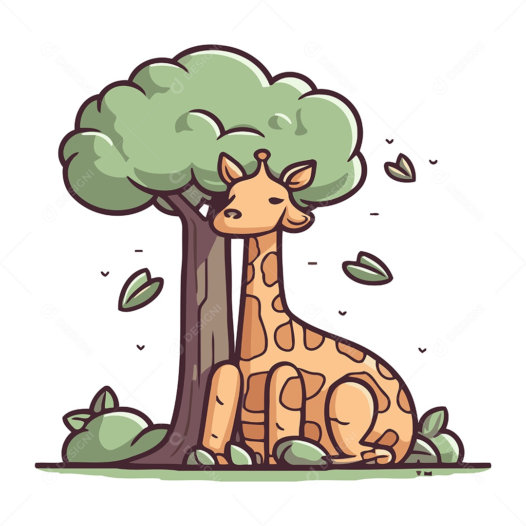 Girafa Fofa de Desenho Animado Ilustração Vetor EPS